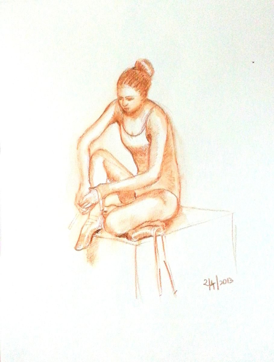 A pensive ballet dancer 8.25x 11 by Asha Shenoy