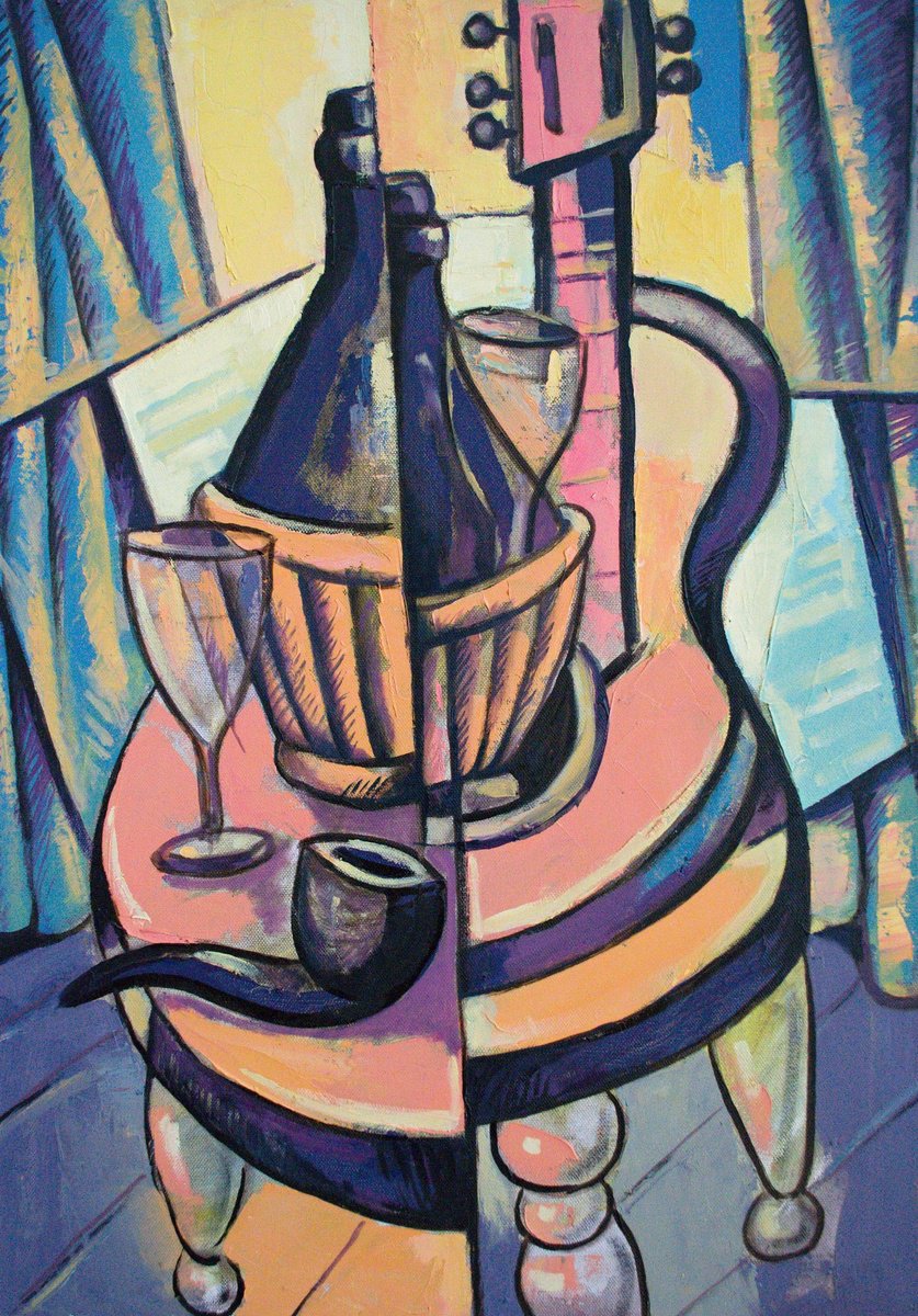 Geometric Oil Painting , Cubist Composition By Rumen Sazdov, 20 X 28, Artwork For Sale On Artfinder