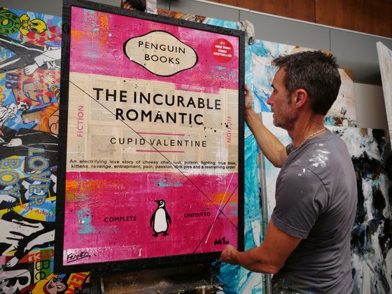 Incurable 100cm x 120cm Incurable Romantic Book Page Pop Art With Etched Frame