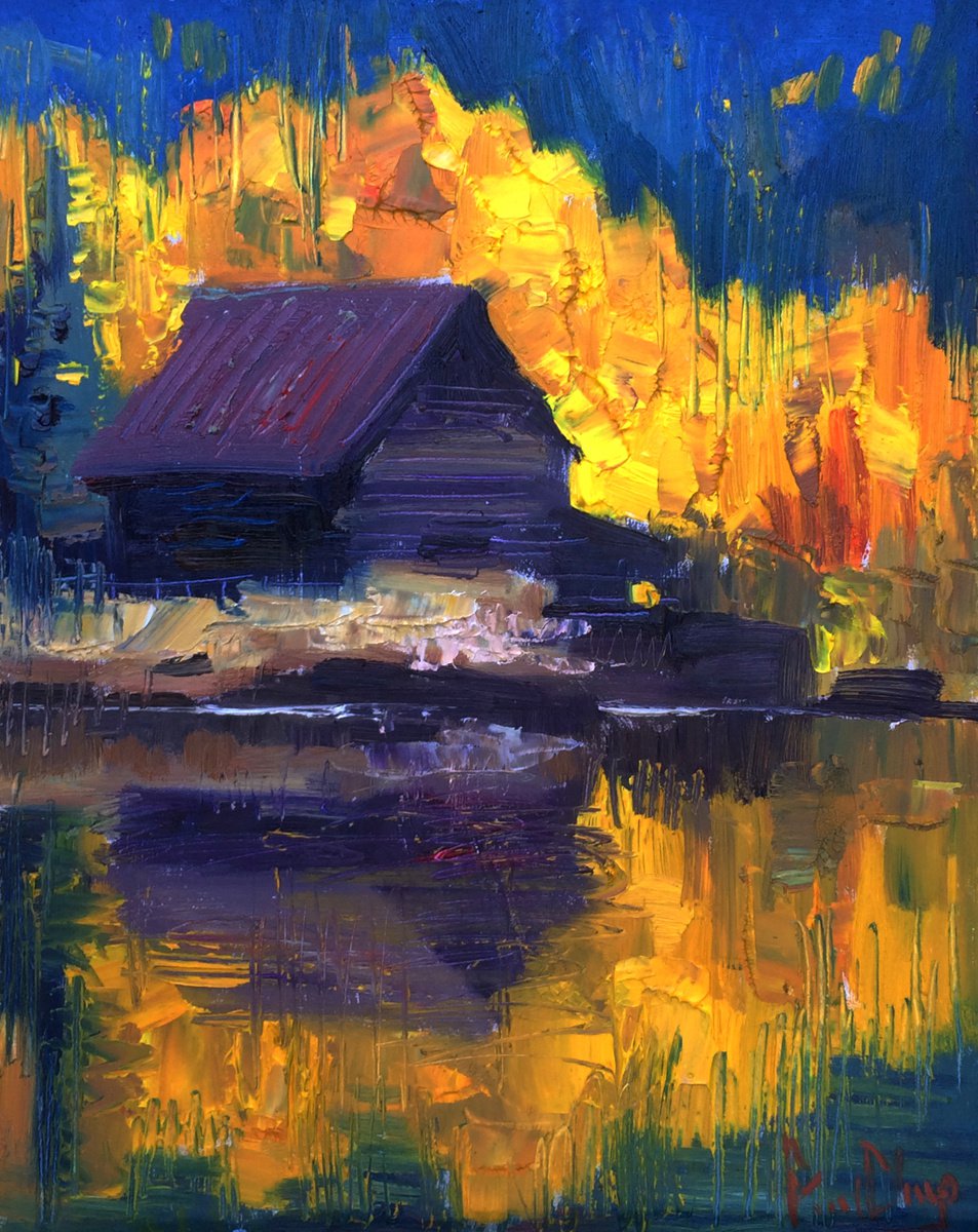 Golden Trees and Barn by Paul Cheng