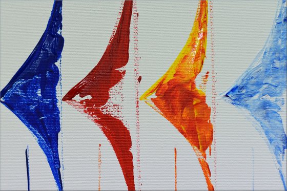 Race  - Abstract- Sailboat Painting- Acrylic Canvas Wall Art