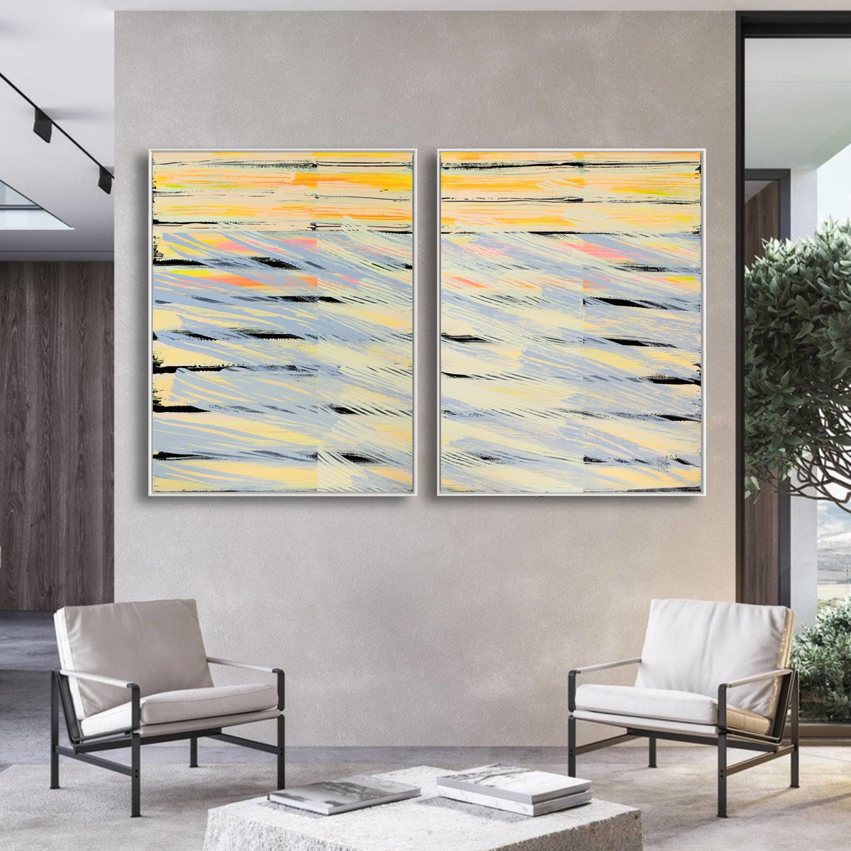 Abstract Landscape Acrylic Painting By Mila Weis, 70 X 46", Light Experience No. 7, Original Artwork