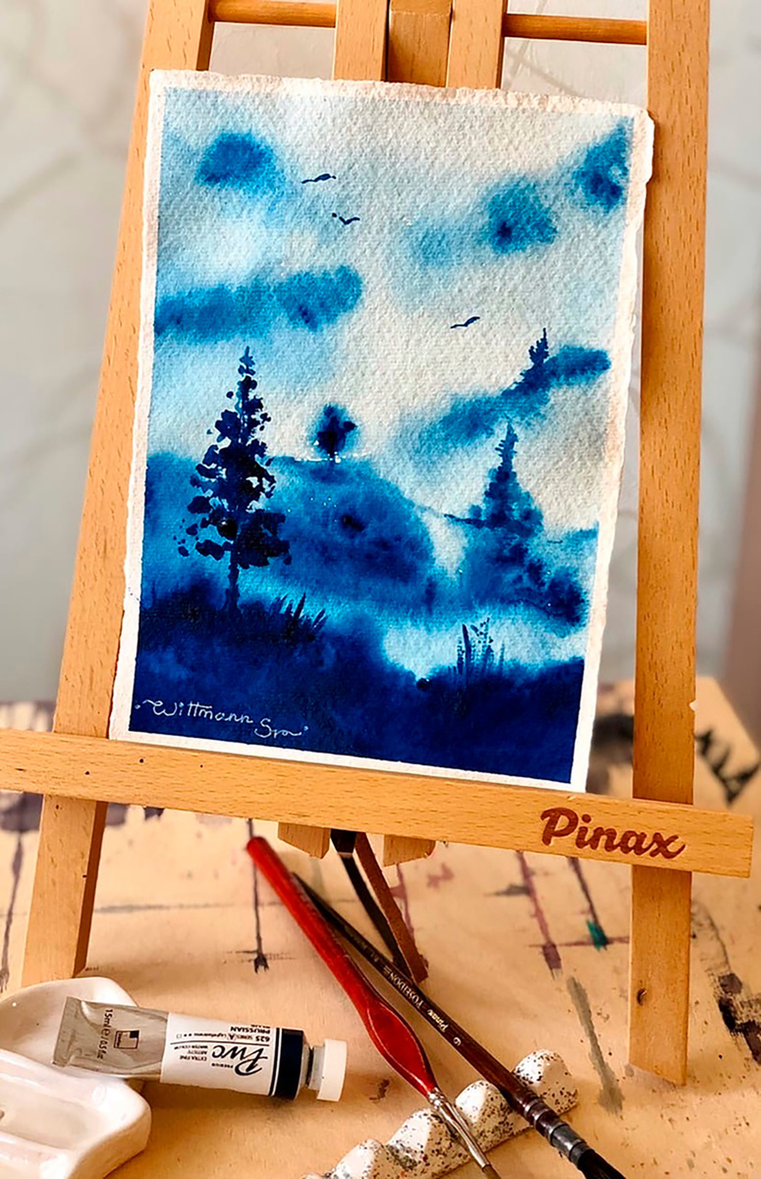 Blue Misty Forest Monochromatic Landscape Used Artfinder