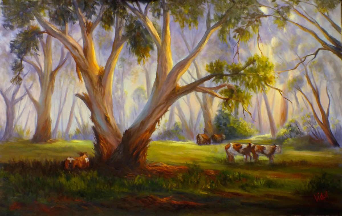 Grazing in the Australian bush Painting by Christopher Vidal