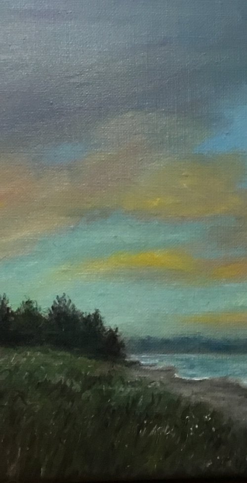 NEW MOON IN THE AFTERGLOW - oil  10X12 by Kathleen McDermott