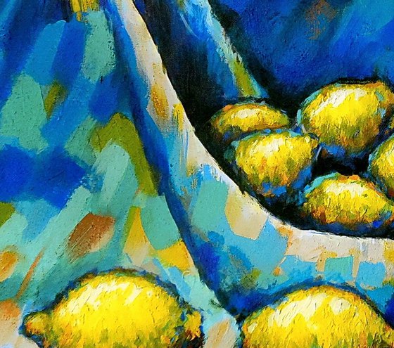 Lemons on Blue Background