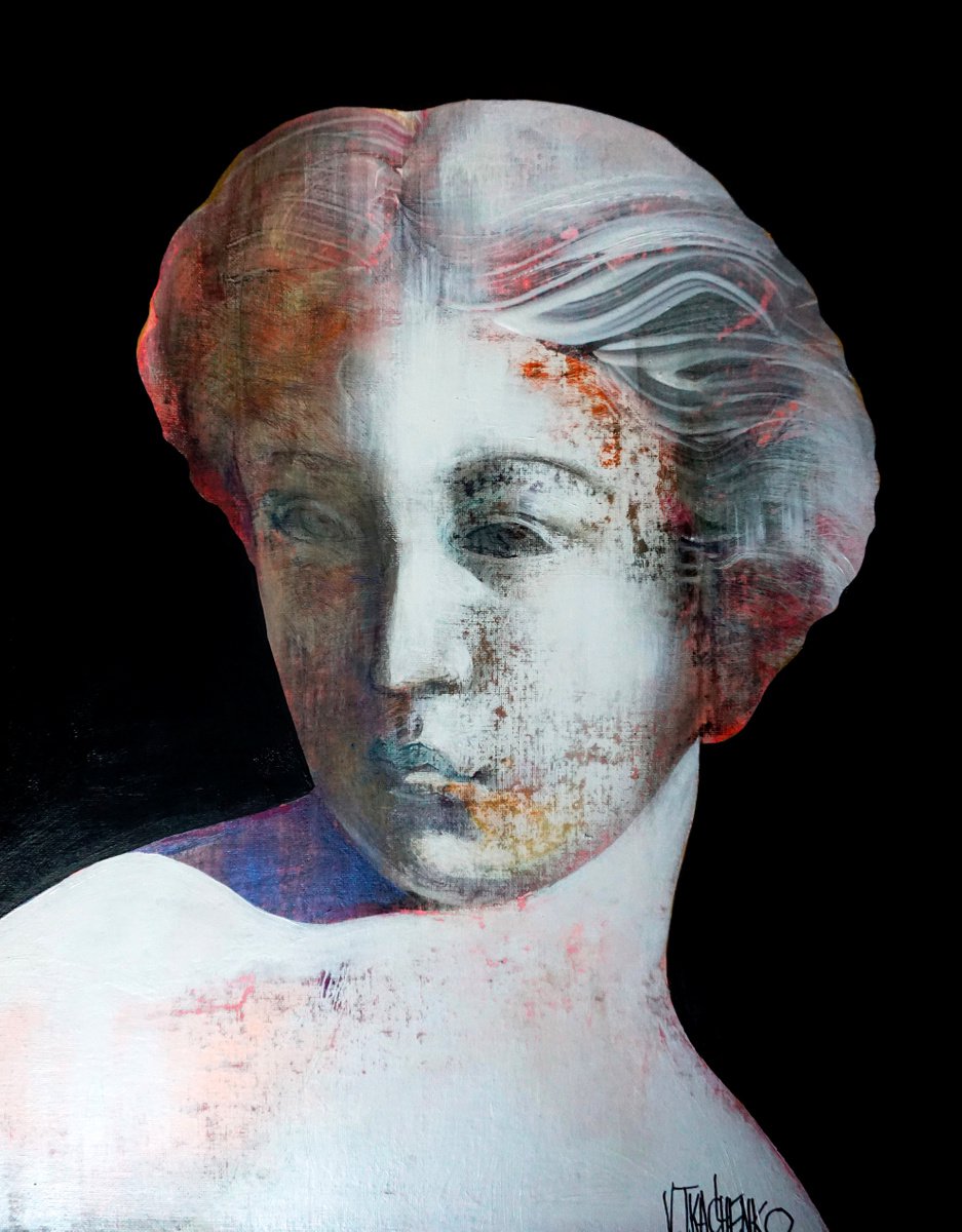 Organic Portrait Acrylic Painting By Victor Tkachenko, 16 X 20", She