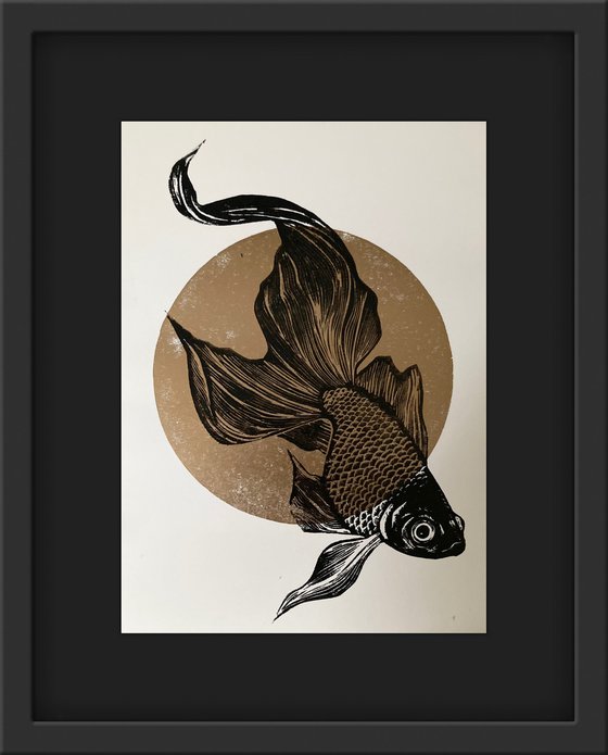 Goldfish - Original Linocut Print
