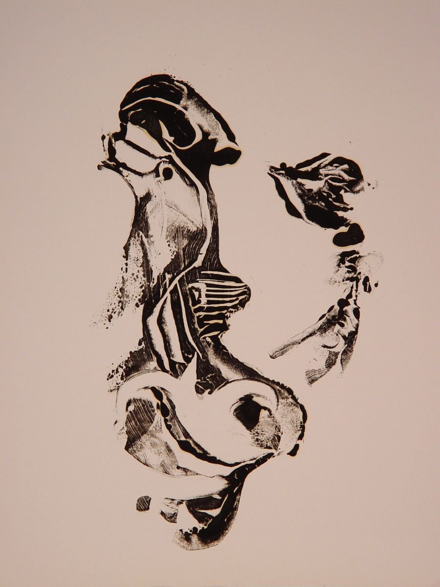 Abstract Animal Limited Edition Print By Frederic Belaubre, 20 X 26, Monoprint #5, 65X50 Cm, Original Artwork