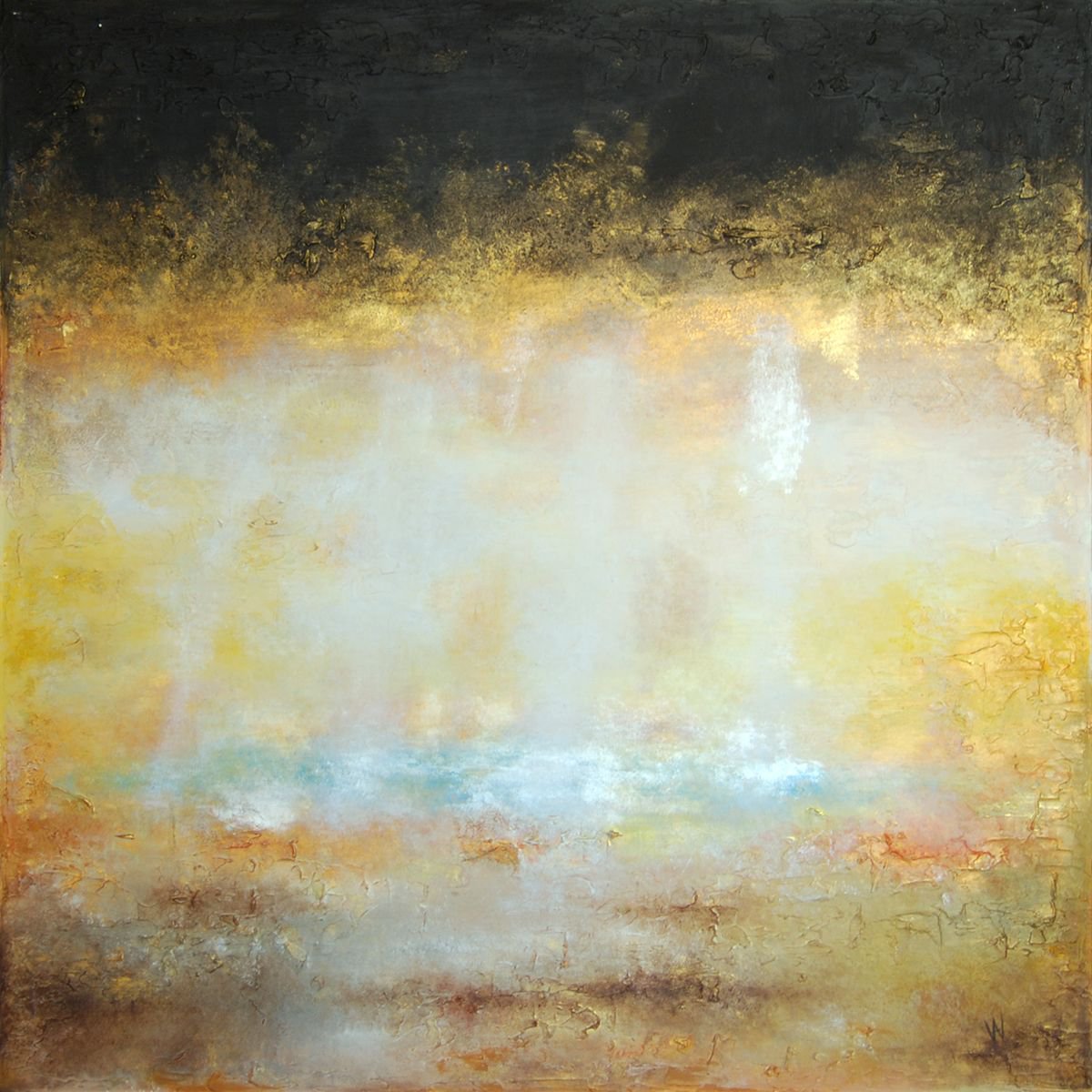 RAYS OF HOPE - LARGE SQUARED 42 X 42 ABSTRACT LANDSCAPE by VANADA ABSTRACT ART