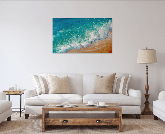 47.2” “Turquoise Sea” Seascape Painting