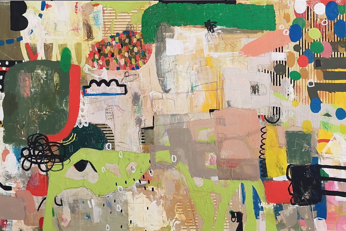 Abstract Painting By Jenny Furman, 47 X 31, I Need Space, Original Artwork