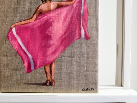 Woman with Pink Towel