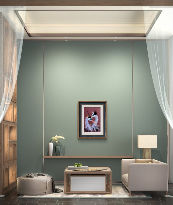 Twin Herons Soft Pastel