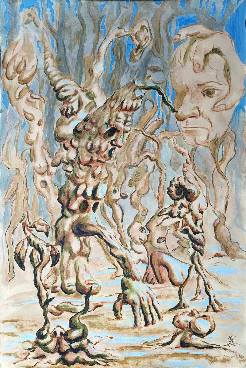 Surrealistic Oil Painting , Sguardi Arborei By Antonio Mele, 39 X 59, Artwork For Sale On Artfinder