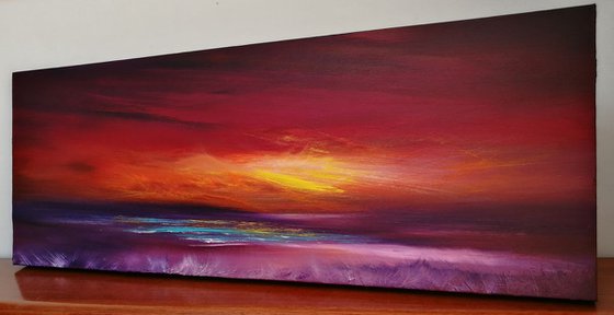 Awakening - Seascape, Sunset, Panoramic, XL, Modern Art Office Decor Home