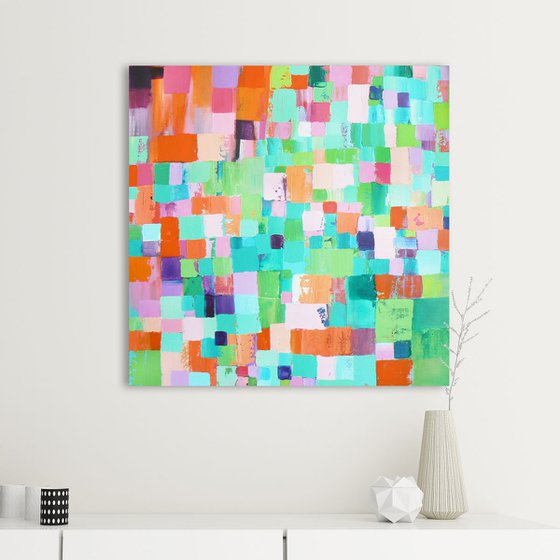 Hunky-dory (ready to hang - vibrant colourful abstract)