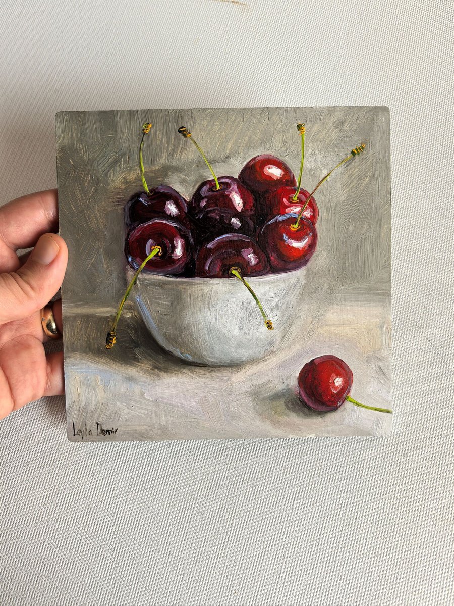 Sweet Ripe Cherry By Leyla Demir, 6 X 6, Artwork For Sale On Artfinder