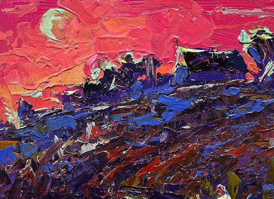 Crimson evening by the river