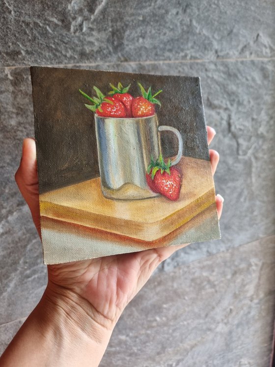 Strawberries in Silver mug