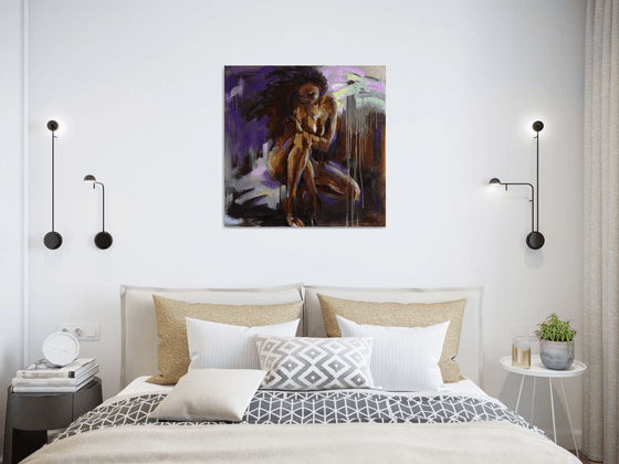 Painting Abstract Naked Woman, female nude figure