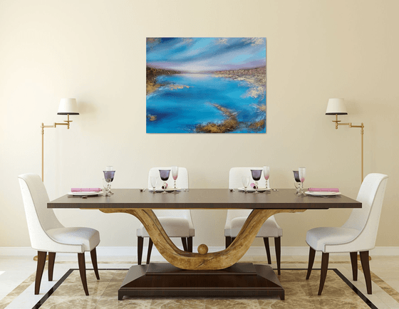 A XL large beautiful modern semi-abstract  seascape painting "Illusion"