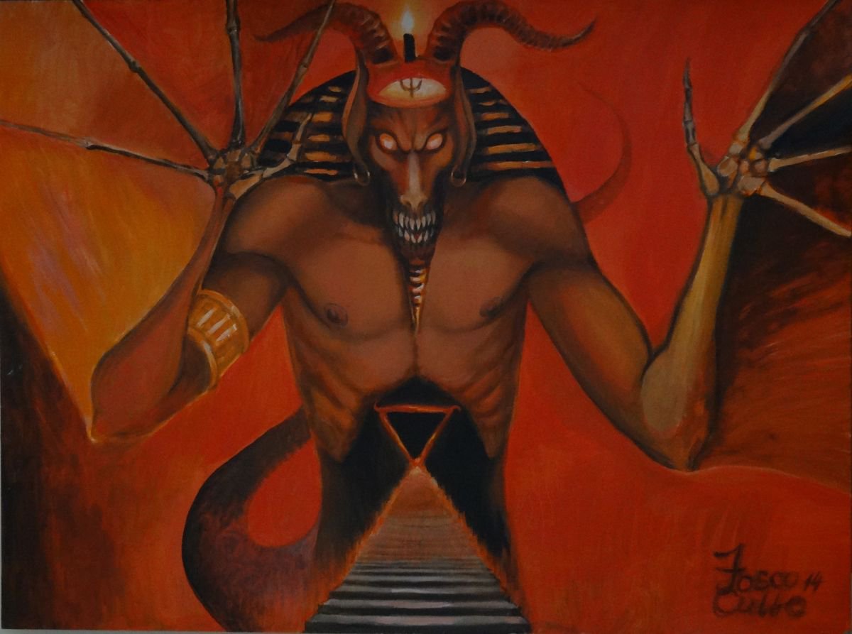 Expressive Oil Painting , Satan-Seth By Fosco Culto, 31 X 24, Artwork For Sale On Artfinder
