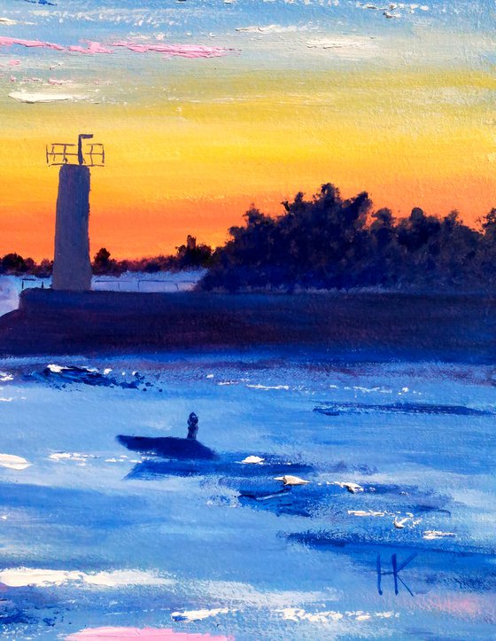Lighthouse original oil painting