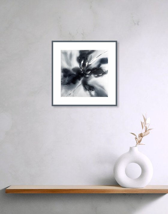 Black abstract flowers diptych