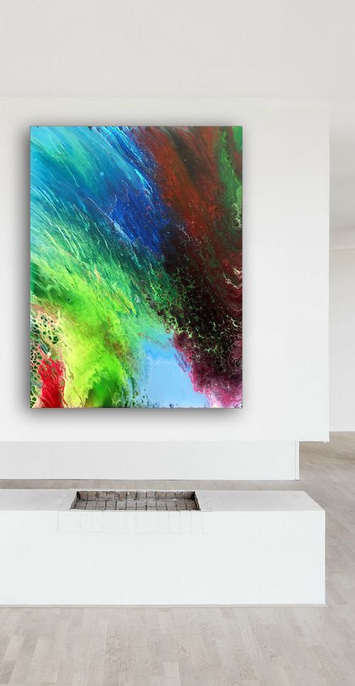 "Flow 2" - Original Large Abstract PMS Acrylic Painting - 36 x 48 inches by Preston M. Smith (PMS)