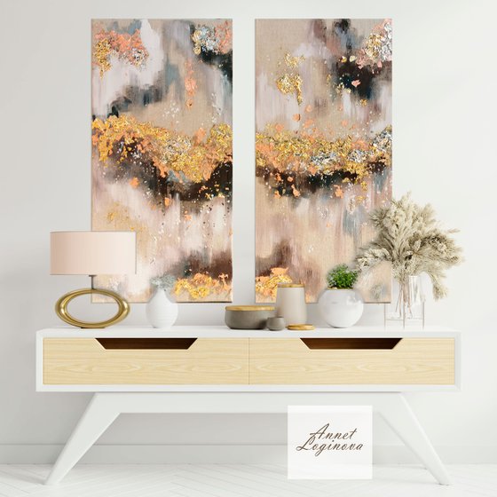 Abstract painting, Gold Wall decor