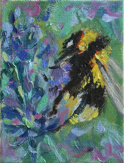 Bumblebee 02  / From my series "Mini Picture" /  ORIGINAL PAINTING by Salana Art Gallery