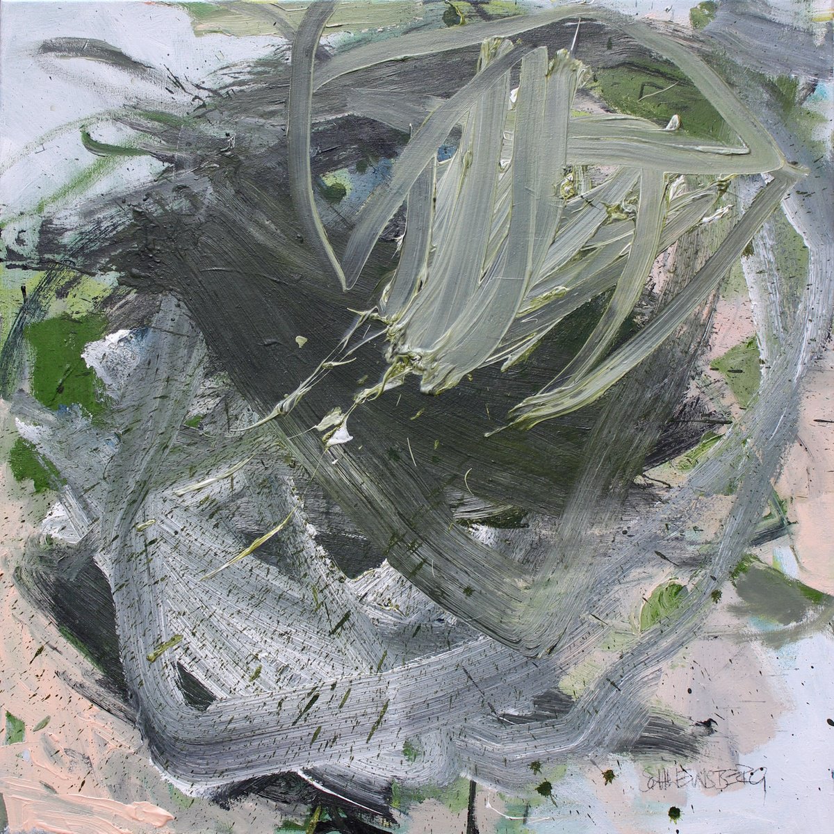 Expressive Botanical Painting By Daniela Schweinsberg, 31 X 31, Wildwuchs, Original Artwork