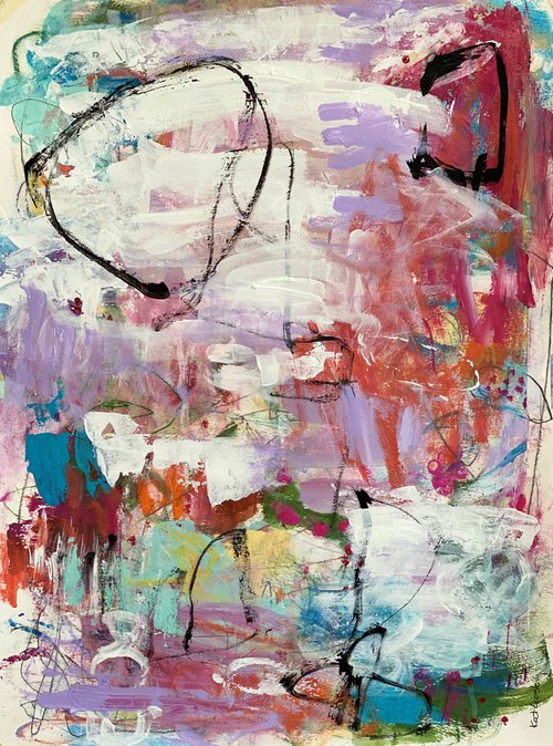 Feeling Better Everyday - Colorful and Whimsical Abstract Expressionism by Kat Crosby