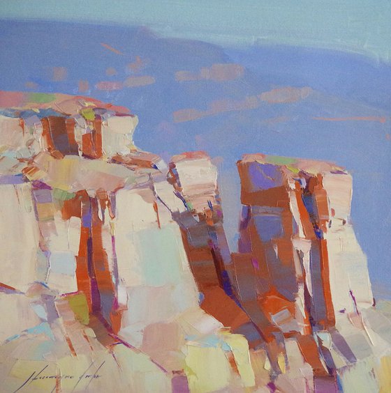 Grand Canyon, Landscape oil painting, palette knife art One of a kind, Signed, Handmade artwork