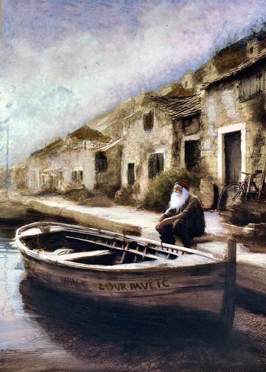 Landscape Acrylic Painting By Sinisa Alujevic, 12 X 17", Lovro Pavelic, Original Artwork