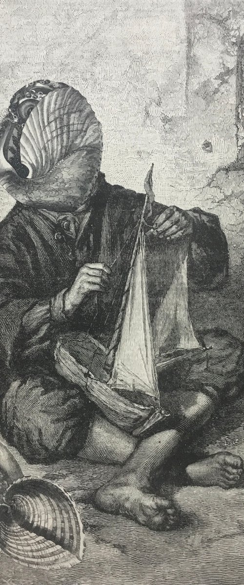 Shells and sailing boat by Tudor Evans