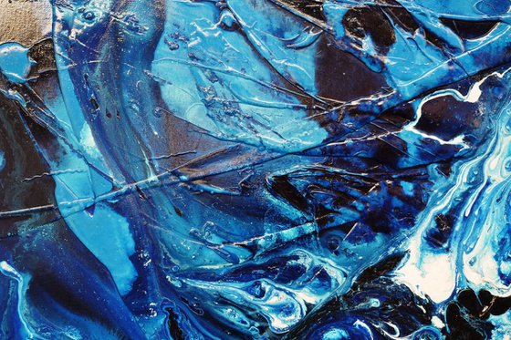 Aquafied 200cm x 120cm Blue Textured Abstract Art