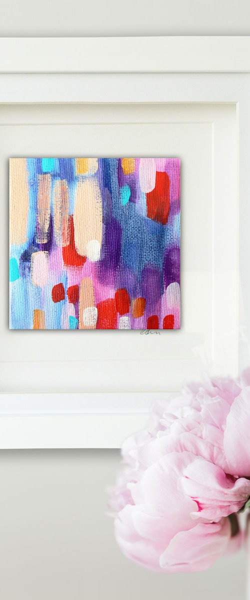 Framed ready to hang mini original abstract #182 by Carolynne Coulson