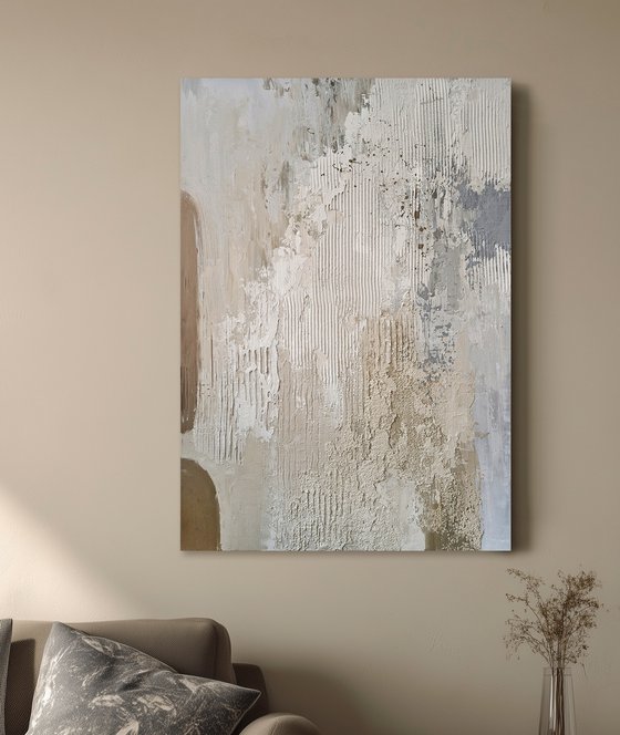 "Fjord 4" Blue brown cream abstract art