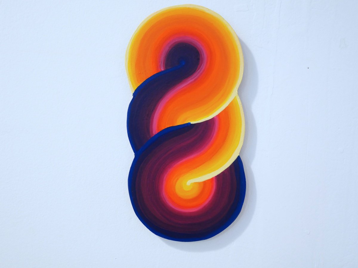 Geometric Landscape Acrylic Painting By Jessica Moritz, 6 X 12, Earth Spectrum Torus, Original Artwork