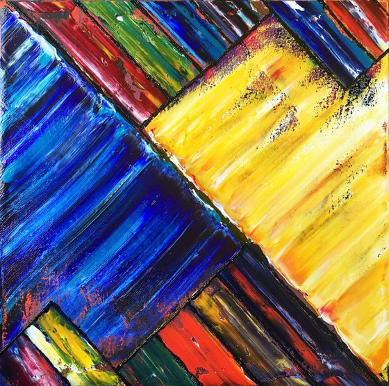 "Diagonal Series" - Original Abstract PMS Oil Painting Series, Two 24 x 24 inch paintings