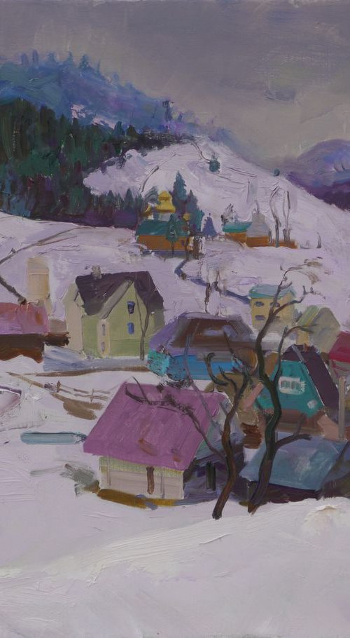 Snow-covered Sinevyrska Polyana Village by Victor Onyshchenko