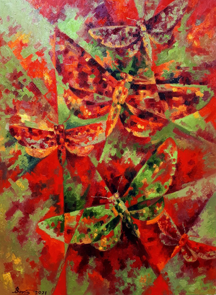 Impressionistic Animal Oil Painting By Serhii Voichenko, 24 X 32", Flight Vector, Original Artwork