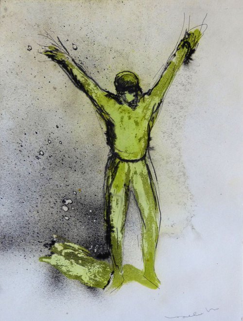 Ecce Homo 1 , Acrylic on paper 32x24 cm by Frederic Belaubre