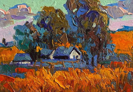 Autumn village evening