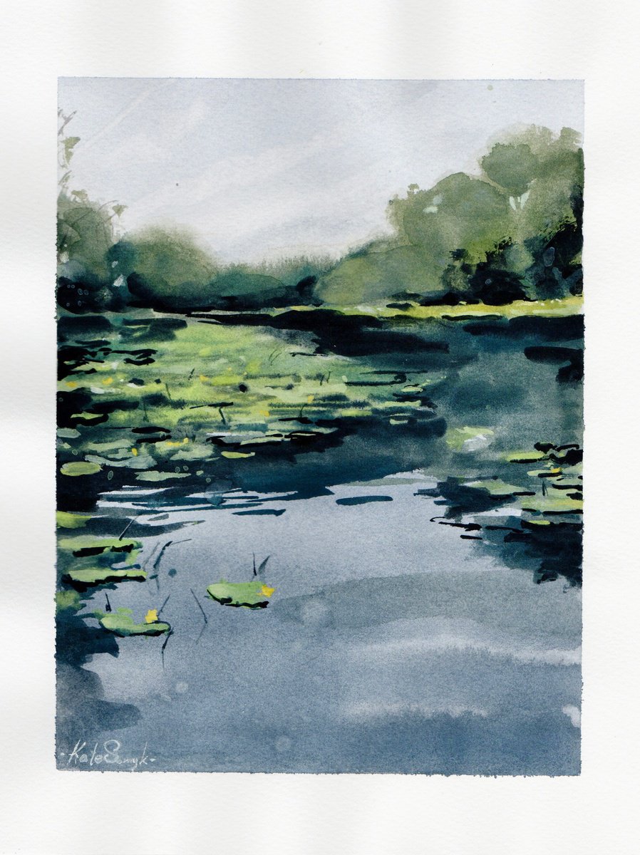 Impressionistic Landscape Watercolour By Kateryna Somyk, 8 X 10", Etude, Original Artwork