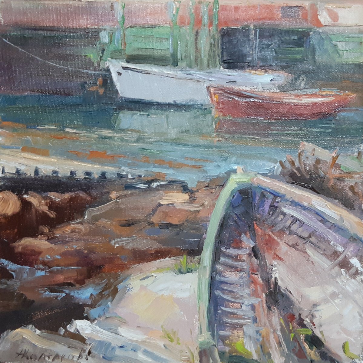 Impressionistic Landscape Oil Painting By Alexander Koltakov, 10 X 10, An Old Beauty, Plein Air, Original Artwork