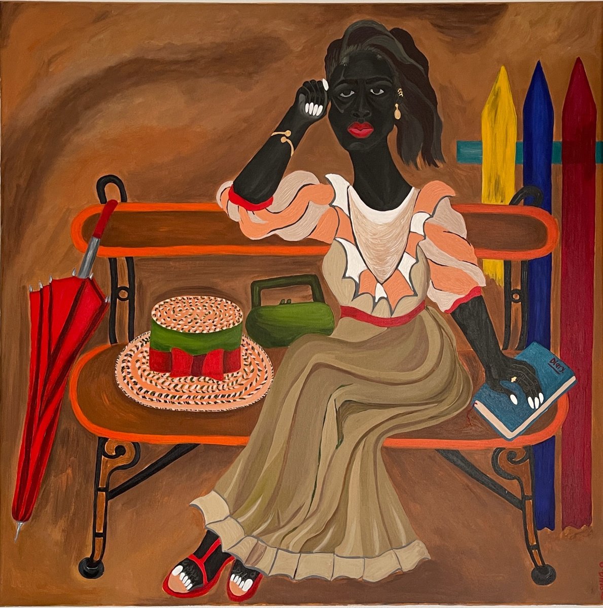 Abstract Portrait Acrylic Painting By Sophia Oshodin, 28 X 28", Reconciling With The Past, Original Artwork