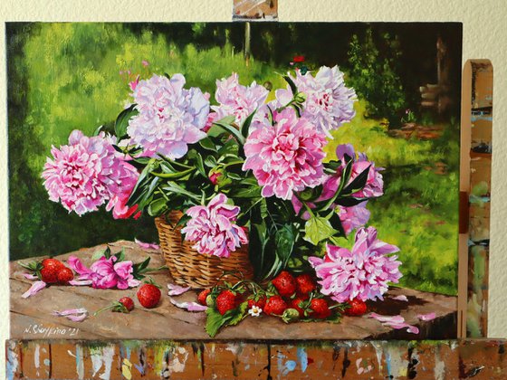 Strawberry Painting Peonies